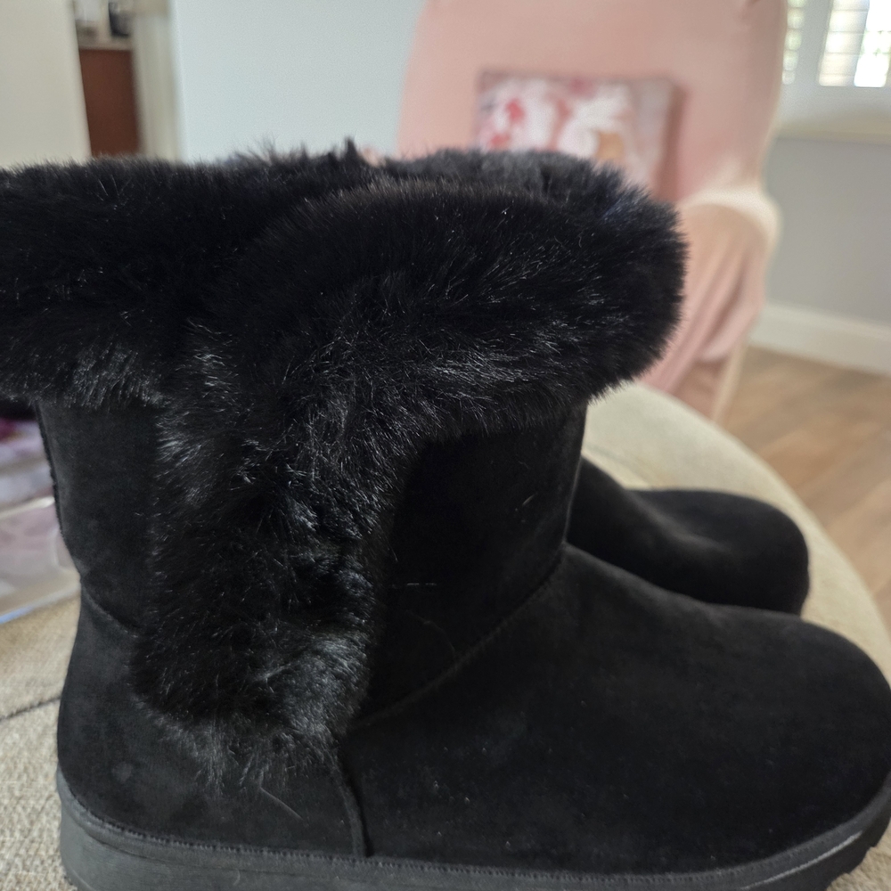 Elegant Black Fur Women's Ankle Boots